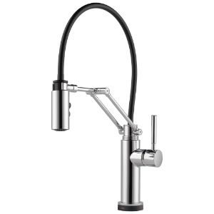 Brizo® 64221LF-PC Solna® Articulating Kitchen Faucet, 1.8 gpm Flow Rate, 8 in Center, Swivel Spout, Polished Chrome, 1 Handle