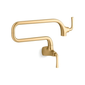 Kohler® 22066-2MB K-22066 Graze® Pot Filler Faucet, 3.2 gpm Flow Rate, 360 deg Articulating Swing Spout, Vibrant® Brushed Moderne Brass, 1 Handle