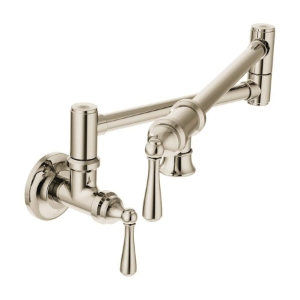 Moen® S664NL Traditional Pot Filler Kitchen Faucet, 5.5 gpm Flow Rate, Swivel Spout, Polished Nickel, 2 Handles