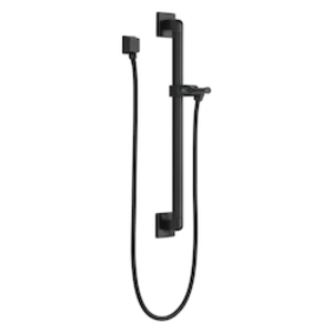 DELTA® 51500-BL Universal Showering Adjustable Straight Slide Bar/Grab Bar Assembly, 24 in L Bar, Matte Black