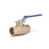 Milwaukee Valve BA-250-100 2-Piece Ball Valve With Handle, 1 in, Solder, Forged Brass Body, Standard Port, Import