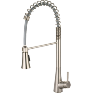 OLYMPIA Single Handle Pre-Rinse Spring Pull-Down Kitchen Faucet Brushed Nickel