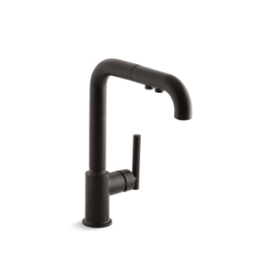 Kohler® 7505-BL Purist® Kitchen Sink Faucet, 1.8 gpm Flow Rate, High-Arc Swivel Spout, Matte Black, 1 Handle, 1 Faucet Hole