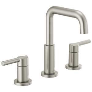 DELTA® 35849LF-SS Nicoli™ Widespread Bathroom Faucet, 1.2 gpm Flow Rate, 5-7/8 in H Spout, 6 to 16 in Center, Stainless, 2 Handles, Pop-Up Drain