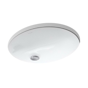 Kohler® 2209-0 Caxton® Bathroom Sink with Overflow Drain, Oval Shape, 17 in W x 14 in D x 7-1/2 in H, Undermount, Vitreous China, White