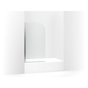 Kohler® 707205-L-SHP Aerie® Curved Corner Bath Screen, 56-15/16 in L x 31-1/2 in W x 1/4 in THK, Anodized Aluminum, Bright Polished Silver