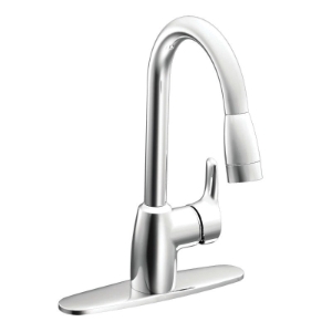 CFG CA42519 Baystone™ Pull-Down Kitchen Faucet, 1.5 gpm Flow Rate, Polished Chrome, 1 Handle, 1/3 Faucet Holes, Function: Traditional, Residential