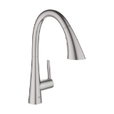 GROHE 32298DC3 Ladylux® Pull-Down Kitchen Faucet, 1.75 gpm, Supersteel, 1 Handle, 1 Faucet Hole, Residential