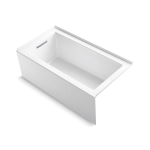 Kohler® 20202-LA-0 Underscore® Bathtub with Integral Apron and Integral Flange, Rectangular Shape, 60 in L x 32 in W, Left Drain, White