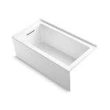 Kohler® 20202-LA-0 Underscore® Bathtub with Integral Apron and Integral Flange, Rectangular Shape, 60 in L x 32 in W, Left Drain, White