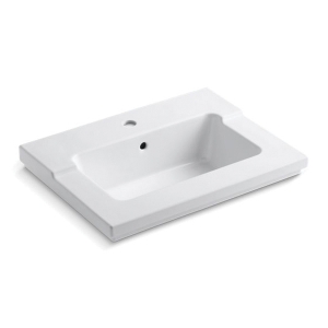 Kohler® 2979-1-0 Tresham® Bathroom Sink With Overflow Drain, Rectangular Shape, 25-7/16 in W x 19-1/16 in D x 7-7/8 in H, ITB/Vanity Top Mount, Vitreous China, White