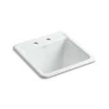 Kohler® 19022-2-0 Park Falls™ Utility Sink, White, Rectangular Shape, 17-1/2 in L x 15-3/16 in W x 12-1/2 in D Bowl, 2 Faucet Holes, 21 in L x 22 in W x 13-5/8 in H, Top/Under Mount, Enameled Cast Iron