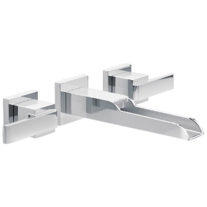 DELTA® T3568LF-WL Ara® Two Handle Wall Mount Channel Bathroom Faucet Trim, Chrome
