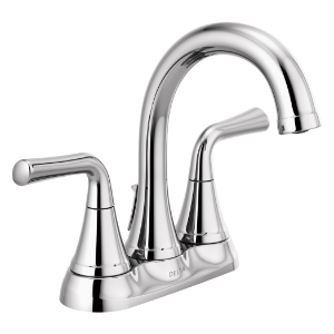 DELTA® 2533LF-MPU Kayra™ Centerset Bathroom Faucet, Chrome, 2 Handles, Pop-Up Drain, 1.2 gpm at 60 psi Flow Rate