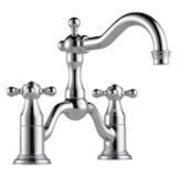 Brizo® 65538LF-PC Tresa® Widespread Bridge Lavatory Faucet, Commercial, 1.5 gpm Flow Rate, 5-1/2 in H Spout, 8 in Center, Polished Chrome, 2 Handles, Pop-Up Drain