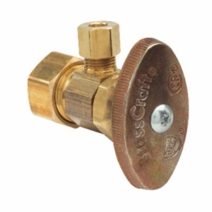 BrassCraft® OCR09X R Multi-Turn Angle Stop, 1/2 x 1/4 in Nominal, Compression, 125 psi, Brass Body, Rough Brass