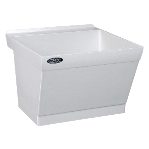 ELM® 17W UTILATUB® Single Bowl Laundry/Utility Tub, Rectangle Shape, 23 in W x 23-1/2 in D x 34 in H, Wall Mount, Durastone®, White