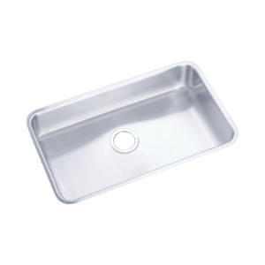 Elkay® ELUHAD281650 Lustertone™ Classic Kitchen Sink, Rectangle Shape, 28 in L x 16 in W Bowl x 4-7/8 in D Bowl, 30-1/2 in L x 18-1/2 in W x 4-7/8 in H, Undermounting, 18 ga 304 Stainless Steel