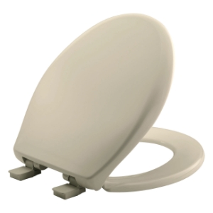 Bemis® 200E4 146 Toilet Seat With Cover, AFFINITY ™, Round Bowl, Closed Front, Plastic, Almond, Adjustable Hinge