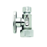 Keeney 2068PCLF High Quality 1/4 Turn Straight Valve, 5/8 x 3/8 in Nominal, Compression End Style, Solid Brass Body, Polished Chrome