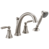 DELTA® T4732-SS Roman Tub Faucet Trim with Diverter, Woodhurst™, 10 to 16 in Center, Stainless, 2 Handles, Traditional
