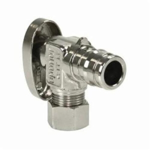 Uponor LF4855038 Full Port Angle Stop Valve, 1/2 x 3/8 in Nominal, ProPEX®, 145 psi, Brass Body, Polished Chrome