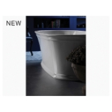 Kohler® 8332-0 Memoirs® Bathtub with Center Toe-Tap Drain and Kohler® Lithocast® Gloss Cover, Soaking, 59-11/16 in L x 34 in W, Center Drain, White