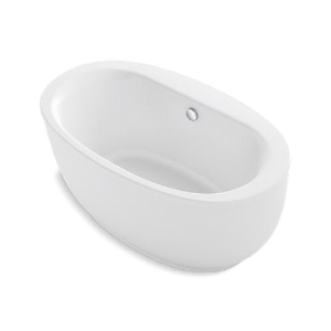 Kohler® 24002-0 Sunstruck® Bathtub with Fluted Shroud and Center Drain, 60 in L x 34 in W, Center Drain, White
