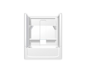 Clarion 4T40RT-WH Residential 4-Piece Bathtub Shower, 60 in L x 30 in W x 75 in H, AcrylX, White