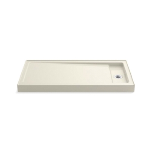 Kohler® 9164-96 Bellwether® Single Threshold Shower Base, Biscuit, Right Center Drain, 60 in L x 32 in W x 4-1/2 in D