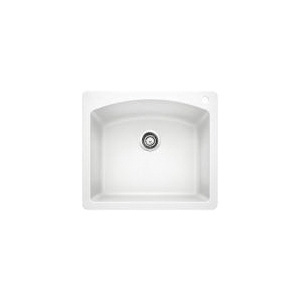 Blanco 440211 DIAMOND™ Kitchen Sink, SILGRANIT® II, Squared Shape, 1 Faucet Hole, 25 in W x 22 in D, Drop-In Mount, Granite, White