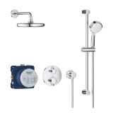 GROHE 34745000 Grohtherm® Shower Set with Tempesta® 210 Shower Head, 1.75 gpm, 59 in L Hose, Polished Chrome