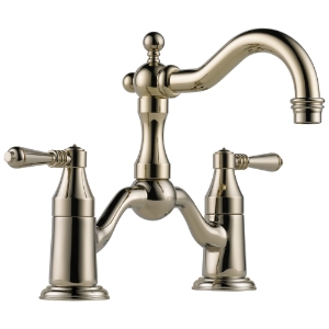 Brizo® 65536LF-PN Tresa® Widespread Bridge Lavatory Faucet, Commercial, 1.5 gpm Flow Rate, 5-1/2 in H Spout, 8 in Center, Polished Nickel, 2 Handles, Pop-Up Drain