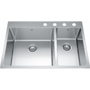 Kindred BCL2131R-9-4N Brookmore 31-in LR x 20.9-in FB x 9-in DP Drop-In Double Bowl Stainless Steel Sink