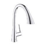 GROHE 32298003 Ladylux® Pull-Down Kitchen Faucet, 1.75 gpm Flow Rate, Polished Chrome, 1 Handle, 1 Faucet Hole, Residential