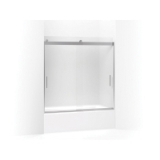 Kohler® 706001-D3-SH Levity® Sliding Bath Door, Frameless Frame, Frosted Tempered Glass, Bright Silver, 1/4 in THK Glass, 52-5/8 in H Opening, 54 to 57 in W Opening