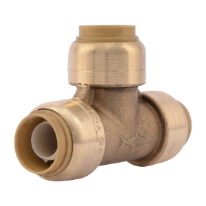 Sharkbite® U362LF Pipe Tee, 1/2 in Nominal, Push-Fit End Style, Brass