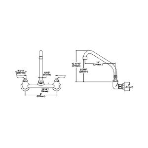 Elkay® LK940HA10L2H Food Service Faucet, 1.5 gpm Flow Rate, 8 in Center, High-Arc Spout, Polished Chrome, 2 Handles