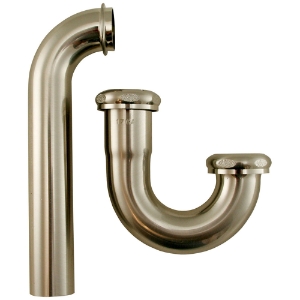 Jones Stephens™ P3892BN P-Trap, 1-1/4 in Nominal, Brass, Slip-Joint Connection