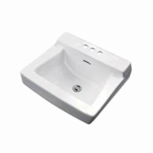 Gerber® G0012314 Plymouth® Bathroom Sink With Consealed Front Overflow, Rectangle Shape, 4 in Faucet Hole Spacing, 19 in W x 17 in D x 10-1/2 in H, Wall Mount, Vitreous China, White