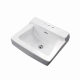 Gerber® G0012314 Plymouth® Bathroom Sink with Consealed Front Overflow, Rectangle Shape, 4 in Faucet Hole Spacing, 19 in W x 17 in D x 10-1/2 in H, Wall Mount, Vitreous China, White