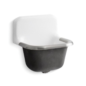 Kohler® 6718-0 Bannon™ Service Sink, Rectangular Shape, 22-1/4 in W x 18-1/4 in H, Wall Mount, Cast Iron, White