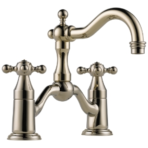 Brizo® 65538LF-PN Tresa® Widespread Bridge Lavatory Faucet, Commercial, 1.5 gpm Flow Rate, 5-1/2 in H Spout, 8 in Center, Polished Nickel, 2 Handles, Pop-Up Drain