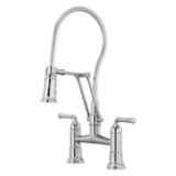 Brizo® 62174LF-PC Rook® Articulating Bridge Faucet With Finished Hose, Commercial, 1.8 gpm Flow Rate, 8 in Center, 360 deg Swivel Spout, Polished Chrome, 2 Handles
