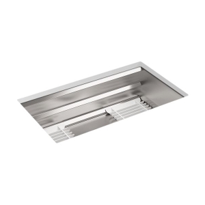 Kohler® 5540-NA Prolific® 33 in Undermount Single-Bowl Workstation Kitchen Sink, Stainless Steel