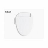 Kohler® 18751-0 C3®-050 Cleansing Toilet Seat with Lid, Elongated Bowl, Closed Front, Plastic, White, Slow Close Hinge