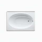 Kohler® 1113-R-0 Bathtub with Integral Flange, Windward®, Soaking Hydrotherapy, Oval, 60 in L x 42 in W, Right Drain, White