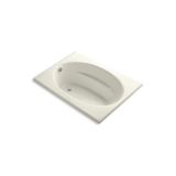 Kohler® 1113-96 Windward® Rim Style Bathtub with End Drain, Windward®, Soaking, Rectangle Shape, 60 in L x 42 in W, End Drain, Biscuit