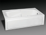 Oasis® Geneva™ 3672 TRG-S-270 Soaking Therapy Bathtub, 72" x 36" x 21", Left Drain, Gel-Coated, White