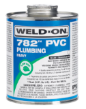 Weld-On® 782™ 14018 Heavy Body Low VOC Solvent PVC Cement with Applicator Cap, 1/2 Pint Container, Clear